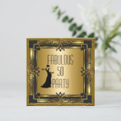 Invitation ART DECO Gatsby Fabuleux 50 50e Anniversaire Rétro (Debout devant)