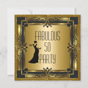 Invitation ART DECO Gatsby Fabuleux 50 50e Anniversaire Rétro