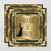 Invitation ART DECO Gatsby Fabuleux 50 50e anniversaire Retro (Devant / Derrière)