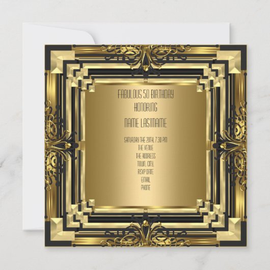 Invitation ART DECO Gatsby Fabuleux 50 50e anniversaire Retro (Dos)