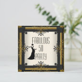 Invitation ART DECO Gatsby Fabuleux 50 50e Crème d'or Noir (Debout devant)