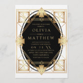 Invitation Art Deco Gatsby Gold Geometric Wedding (Devant)