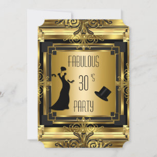 Invitation ART DÉCO Gatsby Haut-de-forme Anniversaire Fabuleu