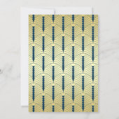 Invitation Art Déco Gatsby Mariage Élégant Or Bleu foncé (Dos)