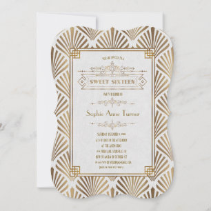 Invitation Art Déco Gatsby noir 1920 Sweet Sixteen