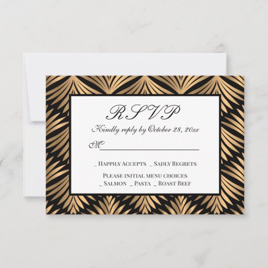 Invitation Art Déco Gatsby Noir Gatsby Mariage RSVP (Devant)