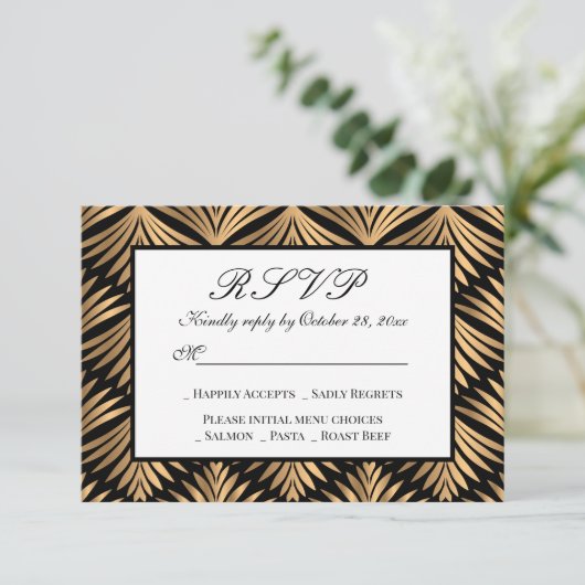 Invitation Art Déco Gatsby Noir Gatsby Mariage RSVP (Debout devant)