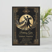 Invitation Art Déco Gatsby Roaring 20s Interdiction Anniversa (Debout devant)