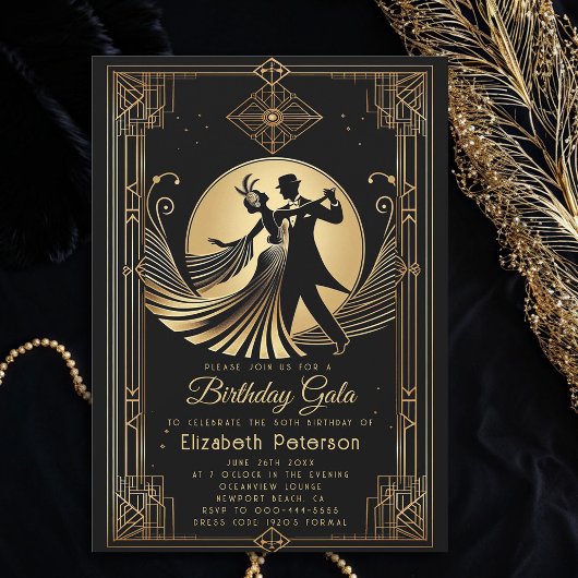 Invitation Art Déco Gatsby Roaring 20s Interdiction Anniversa