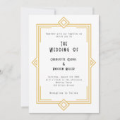 Invitation Art Deco Gatsby white gold wedding (Devant)