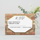 Invitation Art déco géométrique luxe or / bronze mariage RSPV (Debout devant)