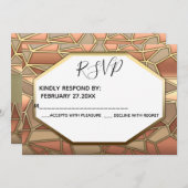 Invitation Art déco géométrique luxe or / bronze mariage RSPV (Devant / Derrière)