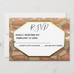 Invitation Art déco géométrique luxe or / bronze mariage RSPV