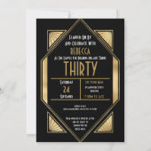 Invitation Art Déco Glam Girl 30e anniversaire Gold Black (Dos)