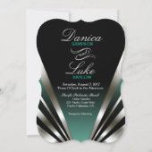 Invitation Art Déco Glam Nouveau Mariage| turquoise (Dos)