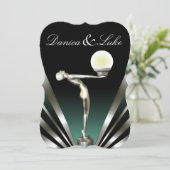 Invitation Art Déco Glam Nouveau Mariage| turquoise (Debout devant)