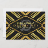 Invitation Art Déco Glamor Noir Gatsby Fiançailles (Devant)