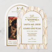 Invitation Art Deco Gold 1920s Formal With Parents Wedding (Devant / Derrière)