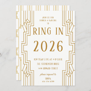 Invitation Art Déco Gold Frame New Year's Eve Party
