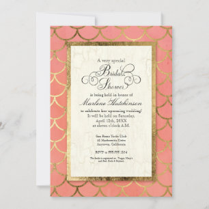 Invitation Art Déco Gold Scalloped Shell Fête des mariées Par
