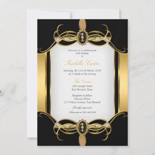 Invitation Art Déco Golden Black Pearl (Devant)