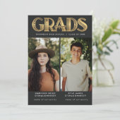 Invitation Art Deco GRADUATES 2 Photo Announcement (Debout devant)