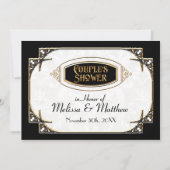 Invitation Art Déco Grande Gatsby Style Typographie en dentel (Devant)