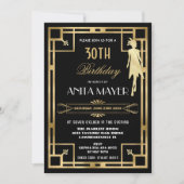 Invitation Art Déco Great Gatsby Roaring 20s Anniversaire N'I (Devant)