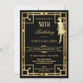 Invitation Art Déco Great Gatsby Roaring 20s Anniversaire N'I (Devant)