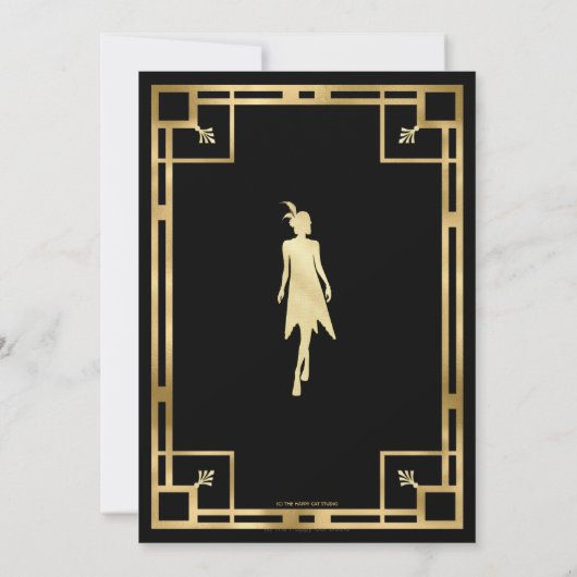 Invitation Art Déco Great Gatsby Roaring 20s Anniversaire N'I (Dos)