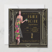 Invitation Art Déco Great Gatsby Roaring 20s Fête des mariées (Devant)