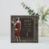 Invitation Art Déco Great Gatsby Roaring 20s Fête des mariées (Debout devant)