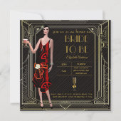 Invitation Art Déco Great Gatsby Roaring 20s Fête des mariées (Devant)