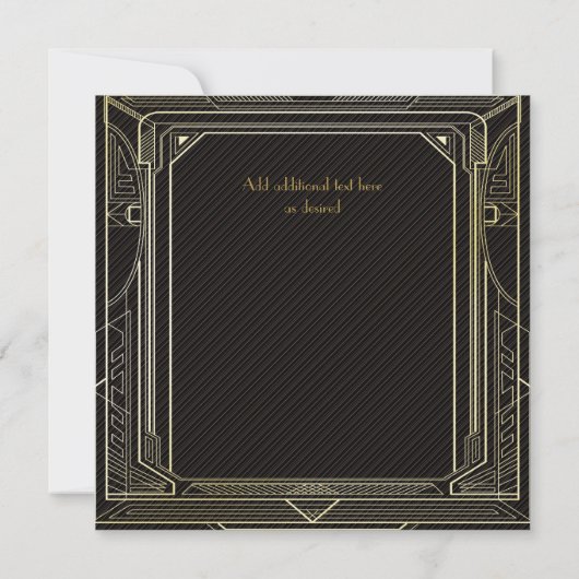 Invitation Art Déco Great Gatsby Roaring 20s Fête des mariées (Dos)