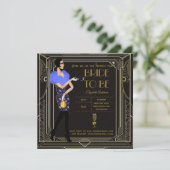 Invitation Art Déco Great Gatsby Roaring 20s Fête des mariées (Debout devant)