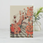 Invitation Art Déco Halloween Party Black Cat Citrouille (Debout devant)