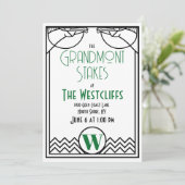 Invitation Art Déco Horse Racing Party avec des accents verts (Debout devant)