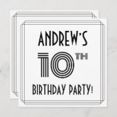 Invitation Art Déco Inspiré 10ème Anniversaire Fête, Nom pers (Devant / Derrière)