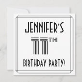 Invitation Art Déco Inspiré 11e fête d'anniversaire, Nom pers (Devant)