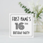 Invitation Art Déco Inspiré 16ème Anniversaire Fête, Nom pers (Debout devant)