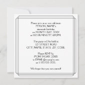 Invitation Art Déco Inspiré 16ème Anniversaire Fête, Nom pers (Dos)