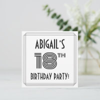 Art Déco Inspiré 18ème Anniversaire Fête, Nom pers