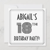 Invitation Art Déco Inspiré 18ème Anniversaire Fête, Nom pers (Devant)