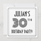 Invitation Art Déco Inspiré 30ème anniversaire fête, Nom pers (Devant)