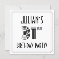 Art Déco Inspiré 31ème Anniversaire Fête, Nom pers