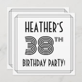 Invitation Art Déco Inspiré 38ème Anniversaire Fête, Nom pers (Devant / Derrière)