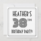Invitation Art Déco Inspiré 38ème Anniversaire Fête, Nom pers (Devant)