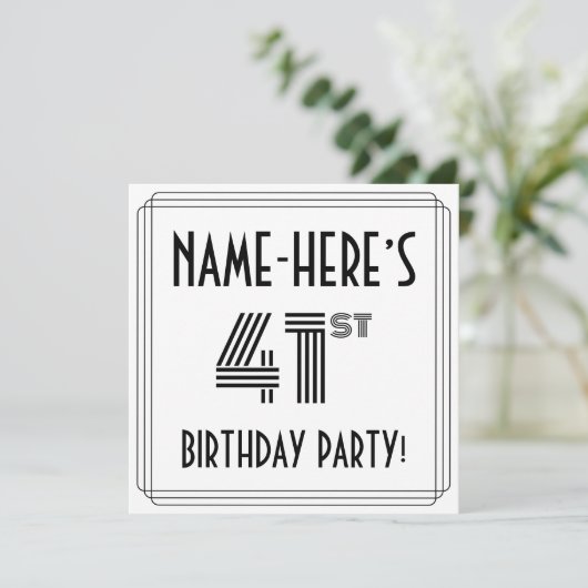 Invitation Art Déco Inspiré 41ème Anniversaire Fête, Nom pers (Debout devant)