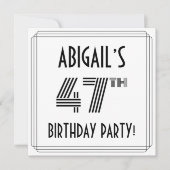 Invitation Art Déco Inspiré 47ème Anniversaire Fête, Nom pers (Devant)