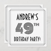 Invitation Art Déco Inspiré 49ème Anniversaire Fête, Nom pers (Devant / Derrière)